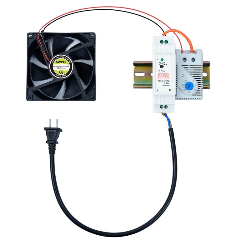 SWPEC Electrical Cabinet Cooling Fan and Thermostat Set for Electrical Box Enclosures - Image 1